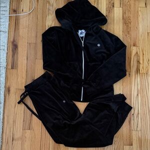 Juicy Couture Black Velour Hoodie Set